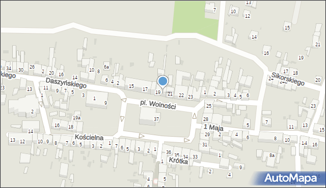 Wiązów, Plac Wolności, 20, mapa Wiązów