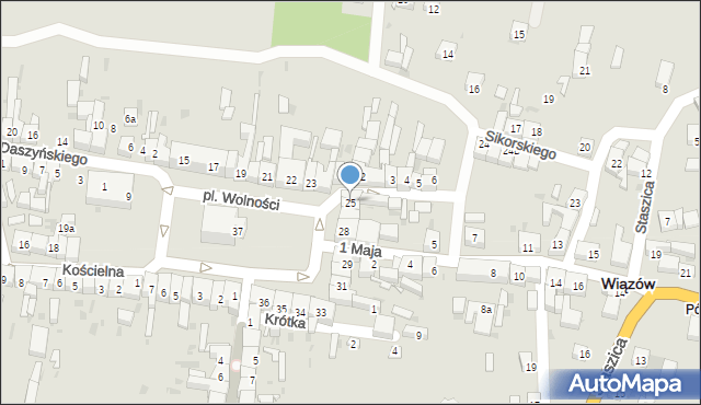 Wiązów, Plac Wolności, 25, mapa Wiązów