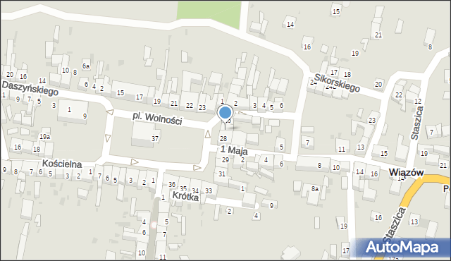 Wiązów, Plac Wolności, 27, mapa Wiązów