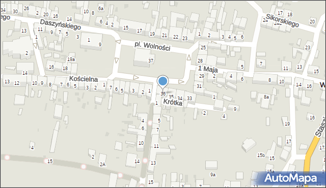 Wiązów, Plac Wolności, 36, mapa Wiązów