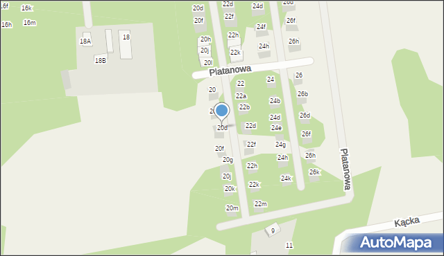 Wiązowna, Platanowa, 20d, mapa Wiązowna