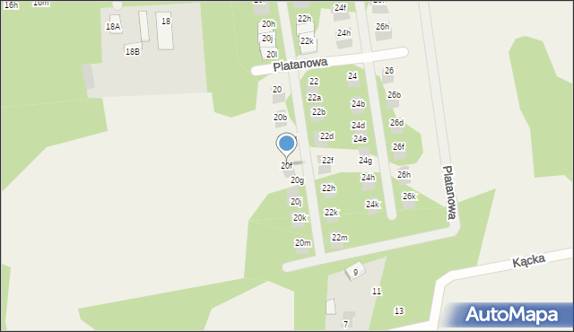 Wiązowna, Platanowa, 20f, mapa Wiązowna