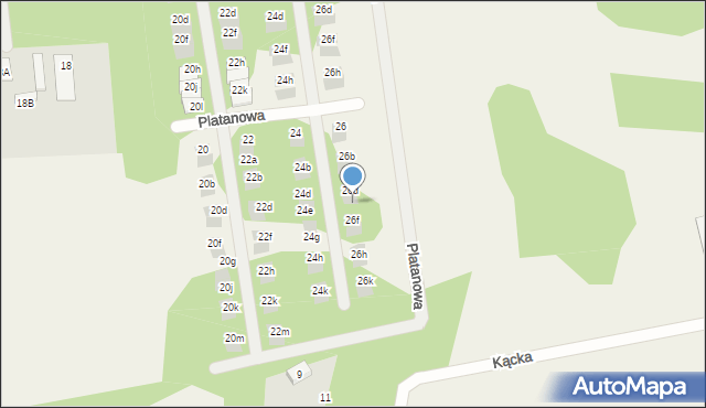 Wiązowna, Platanowa, 26e, mapa Wiązowna