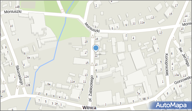 Witnica, Plac Zabłockiego Andrzeja, 12, mapa Witnica