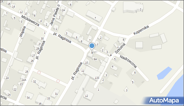 Wizna, Plac Raginisa Władysława, kpt., 8, mapa Wizna