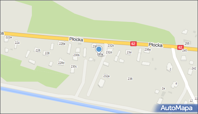 Włocławek, Płocka, 232, mapa Włocławka