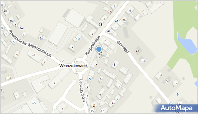 Włoszakowice, Plac 21 Października, 9, mapa Włoszakowice