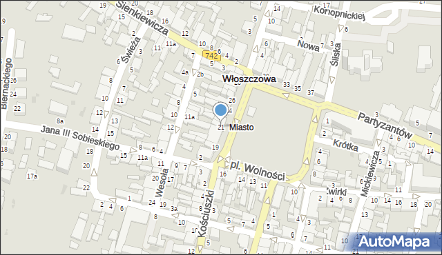 Włoszczowa, Plac Wolności, 21, mapa Włoszczowa
