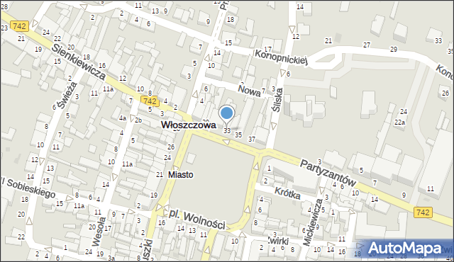 Włoszczowa, Plac Wolności, 33, mapa Włoszczowa