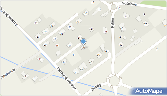 Wola Gołkowska, Płaczącej Wierzby, 10, mapa Wola Gołkowska