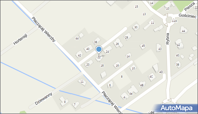 Wola Gołkowska, Płaczącej Wierzby, 22, mapa Wola Gołkowska