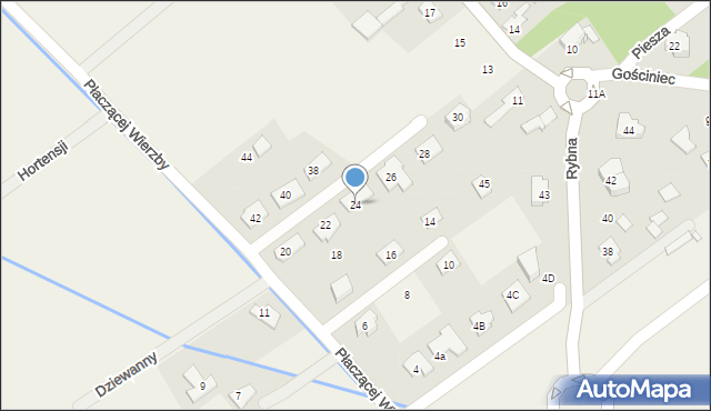 Wola Gołkowska, Płaczącej Wierzby, 24, mapa Wola Gołkowska