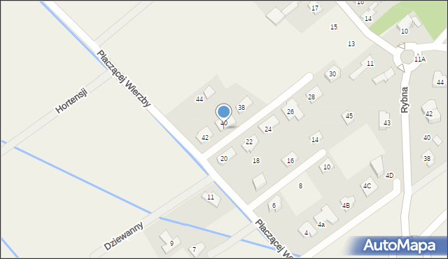 Wola Gołkowska, Płaczącej Wierzby, 40a, mapa Wola Gołkowska