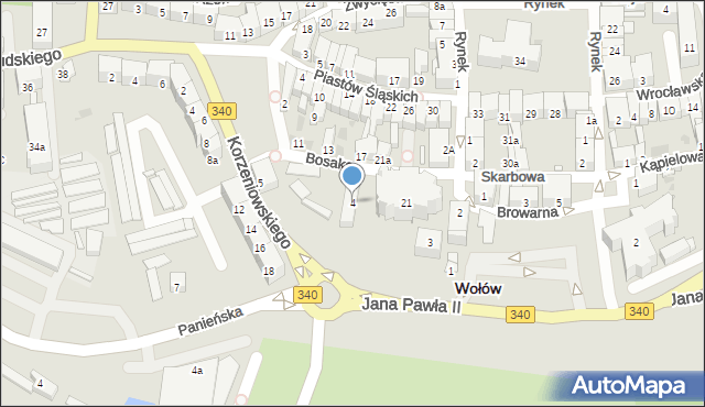 Wołów, Plac Szkolny, 4, mapa Wołów