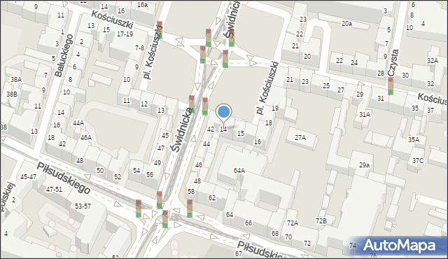 Wrocław, Plac Kościuszki Tadeusza, gen., 14, mapa Wrocławia