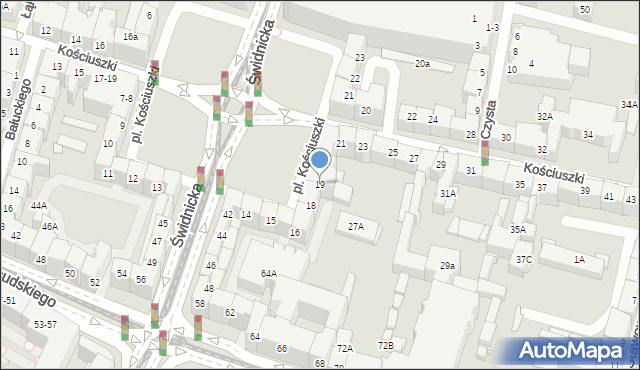 Wrocław, Plac Kościuszki Tadeusza, gen., 19, mapa Wrocławia