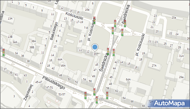 Wrocław, Plac Kościuszki Tadeusza, gen., 13, mapa Wrocławia
