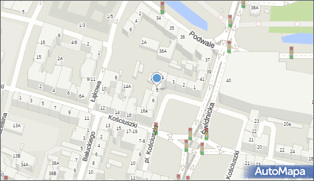 Wrocław, Plac Kościuszki Tadeusza, gen., 5, mapa Wrocławia