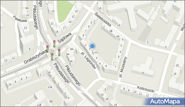 Wrocław, Plac Legionów, 3, mapa Wrocławia