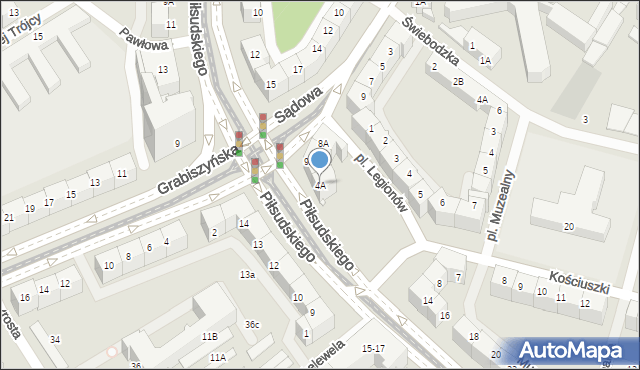 Wrocław, Plac Legionów, 4A, mapa Wrocławia