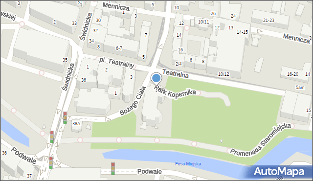 Wrocław, Plac Teatralny, 4, mapa Wrocławia