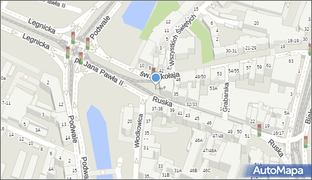 Wrocław, Plac Jana Pawła II, 7a, mapa Wrocławia