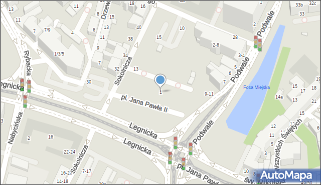 Wrocław, Plac Jana Pawła II, 1, mapa Wrocławia