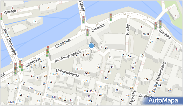 Wrocław, Plac Uniwersytecki, 12, mapa Wrocławia
