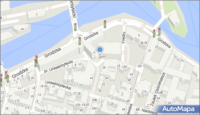 Wrocław, Plac Uniwersytecki, 1A, mapa Wrocławia