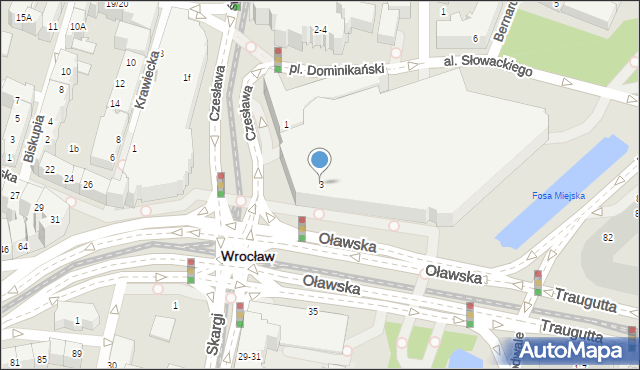 Wrocław, Plac Dominikański, 3, mapa Wrocławia