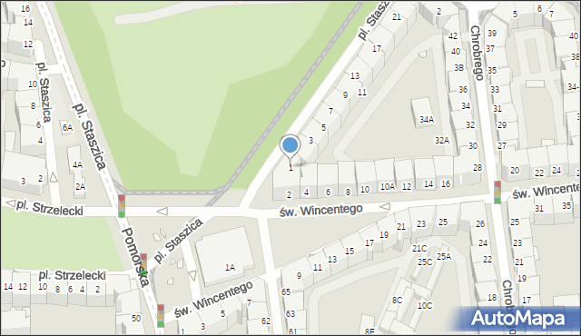Wrocław, Plac Staszica Stanisława, 1, mapa Wrocławia