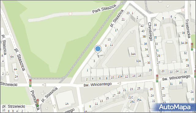 Wrocław, Plac Staszica Stanisława, 5, mapa Wrocławia