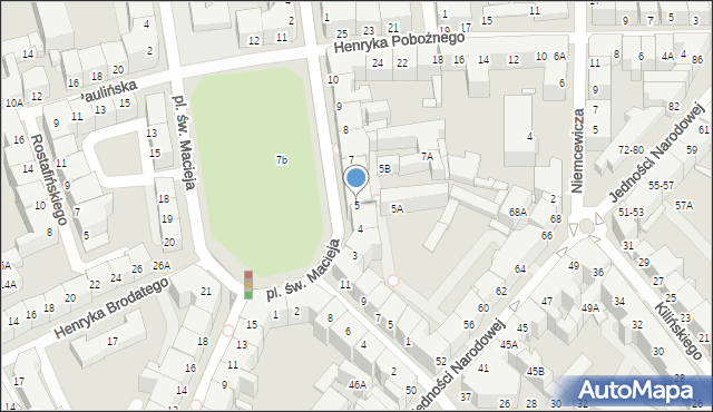 Wrocław, Plac św. Macieja, 5, mapa Wrocławia