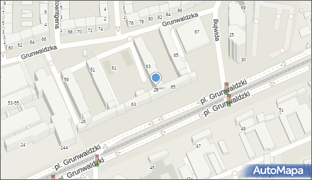 Wrocław, Plac Grunwaldzki, 28, mapa Wrocławia