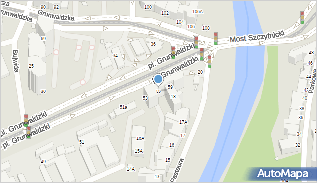 Wrocław, Plac Grunwaldzki, 55, mapa Wrocławia