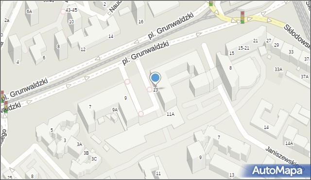 Wrocław, Plac Grunwaldzki, 13, mapa Wrocławia