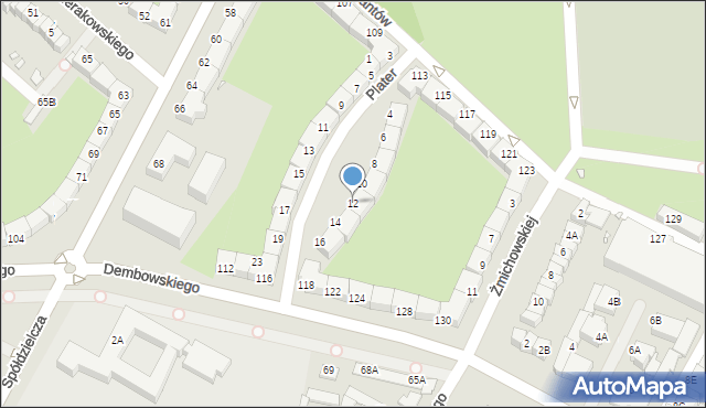 Wrocław, Plater Emilii, 12, mapa Wrocławia