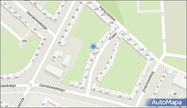 Wrocław, Plater Emilii, 13, mapa Wrocławia