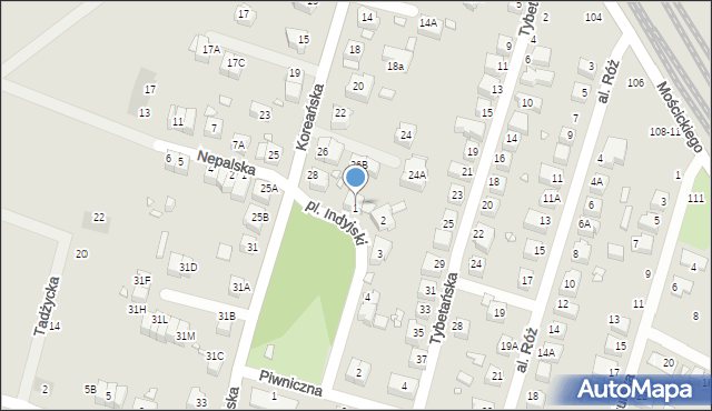 Wrocław, Plac Indyjski, 1, mapa Wrocławia