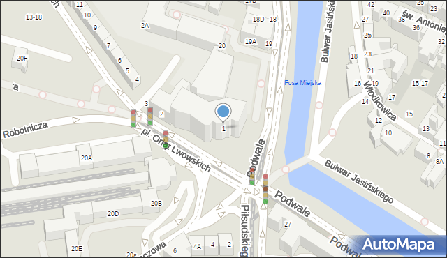 Wrocław, Plac Orląt Lwowskich, 1, mapa Wrocławia