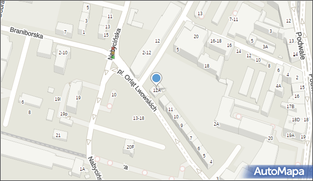 Wrocław, Plac Orląt Lwowskich, 12A, mapa Wrocławia
