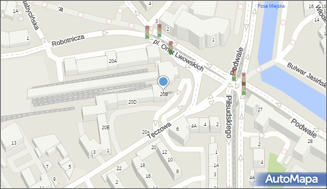 Wrocław, Plac Orląt Lwowskich, 20B, mapa Wrocławia