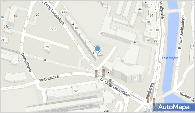 Wrocław, Plac Orląt Lwowskich, 4, mapa Wrocławia