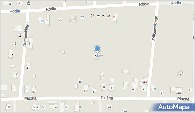 Wrocław, Płużna, 51a, mapa Wrocławia