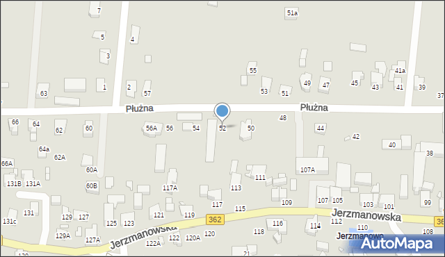 Wrocław, Płużna, 52, mapa Wrocławia