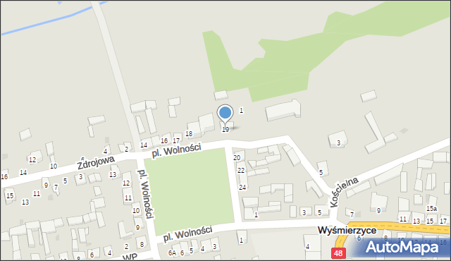 Wyśmierzyce, Plac Wolności, 19, mapa Wyśmierzyce