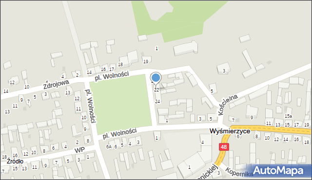 Wyśmierzyce, Plac Wolności, 22, mapa Wyśmierzyce