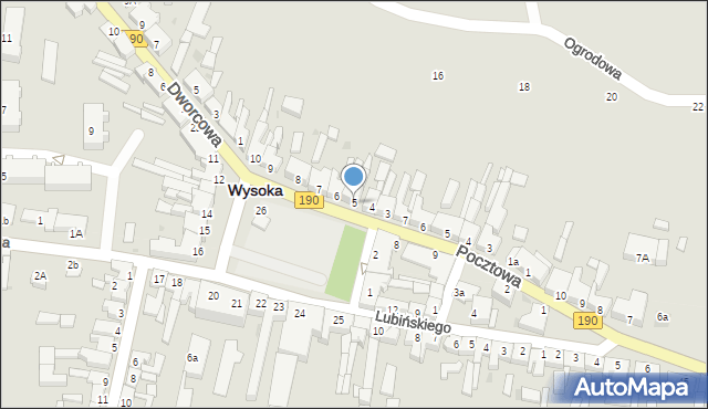 Wysoka, Plac Powstańców Wielkopolskich, 5, mapa Wysoka