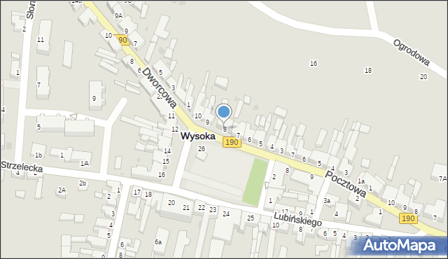 Wysoka, Plac Powstańców Wielkopolskich, 8, mapa Wysoka