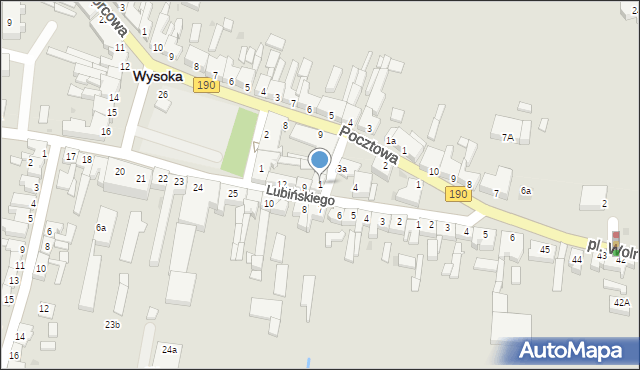 Wysoka, Plac Studzienny, 1, mapa Wysoka